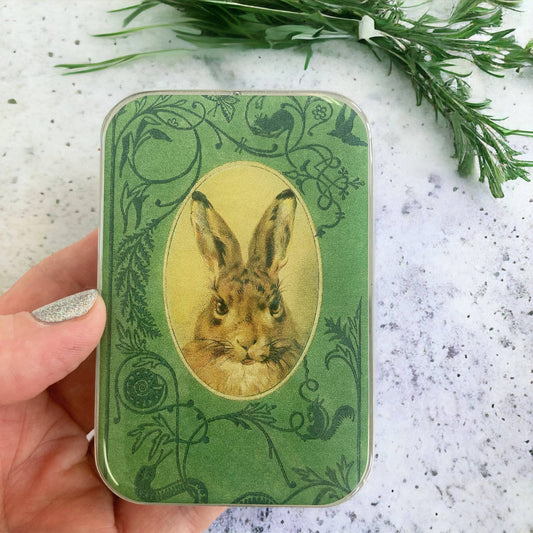Large Bunny notions tin, stitch marker tin