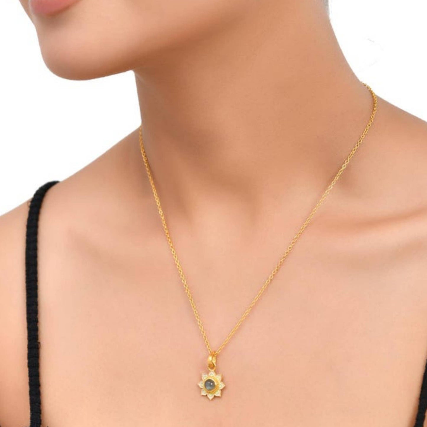 Sandstone Gold Plated Enamel Necklace