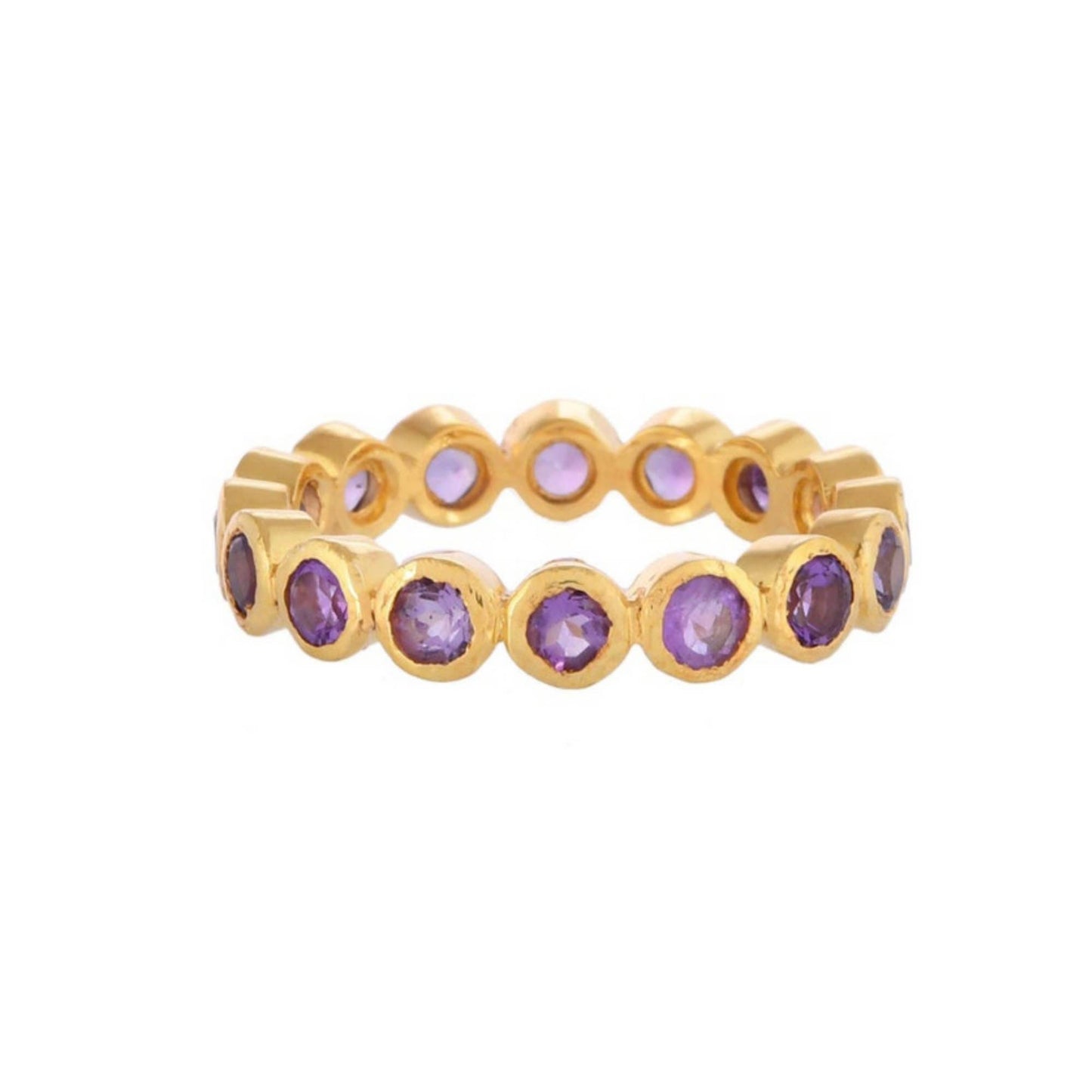 Pink Tourmaline Ruby Gold Plated Band Ring