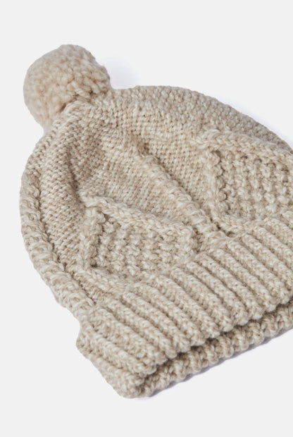 Doogea Childrens Aran Ski Hat -Oat: ONE SIZE