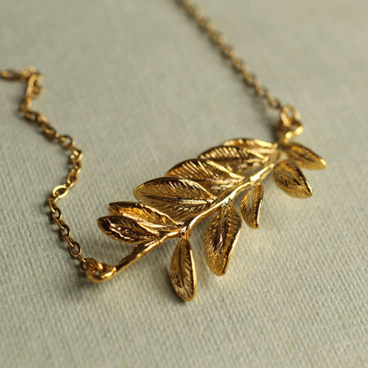 Gold Rosemary Branch Necklace: 22" in Gift Box