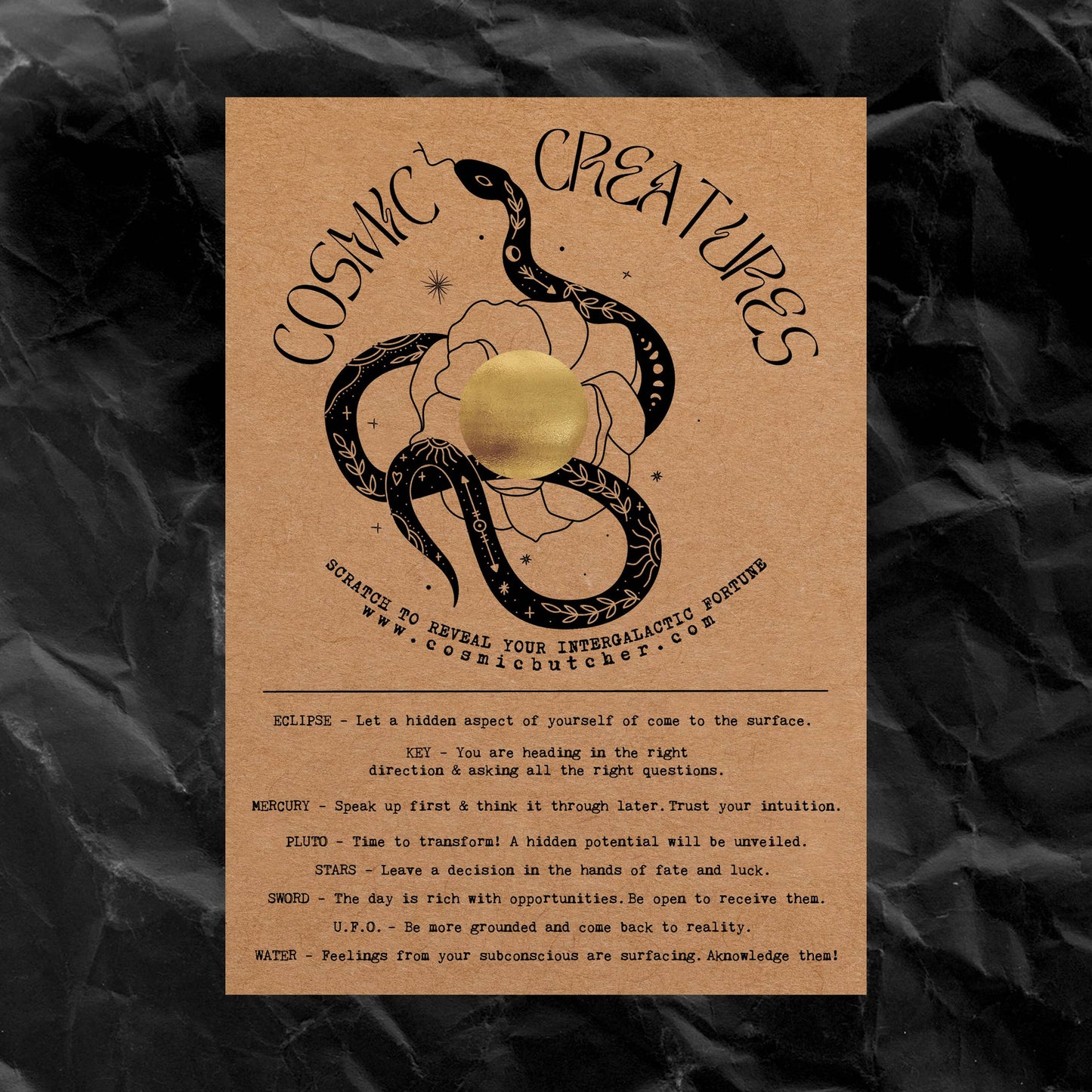 Scratch Off Fortune Card "COSMIC CREATURES" (Snake)