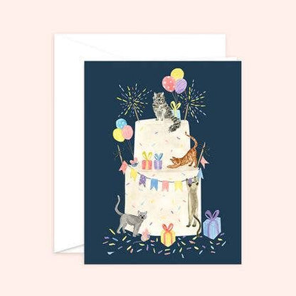 Party Cat Cake Birthday Card: Kraft