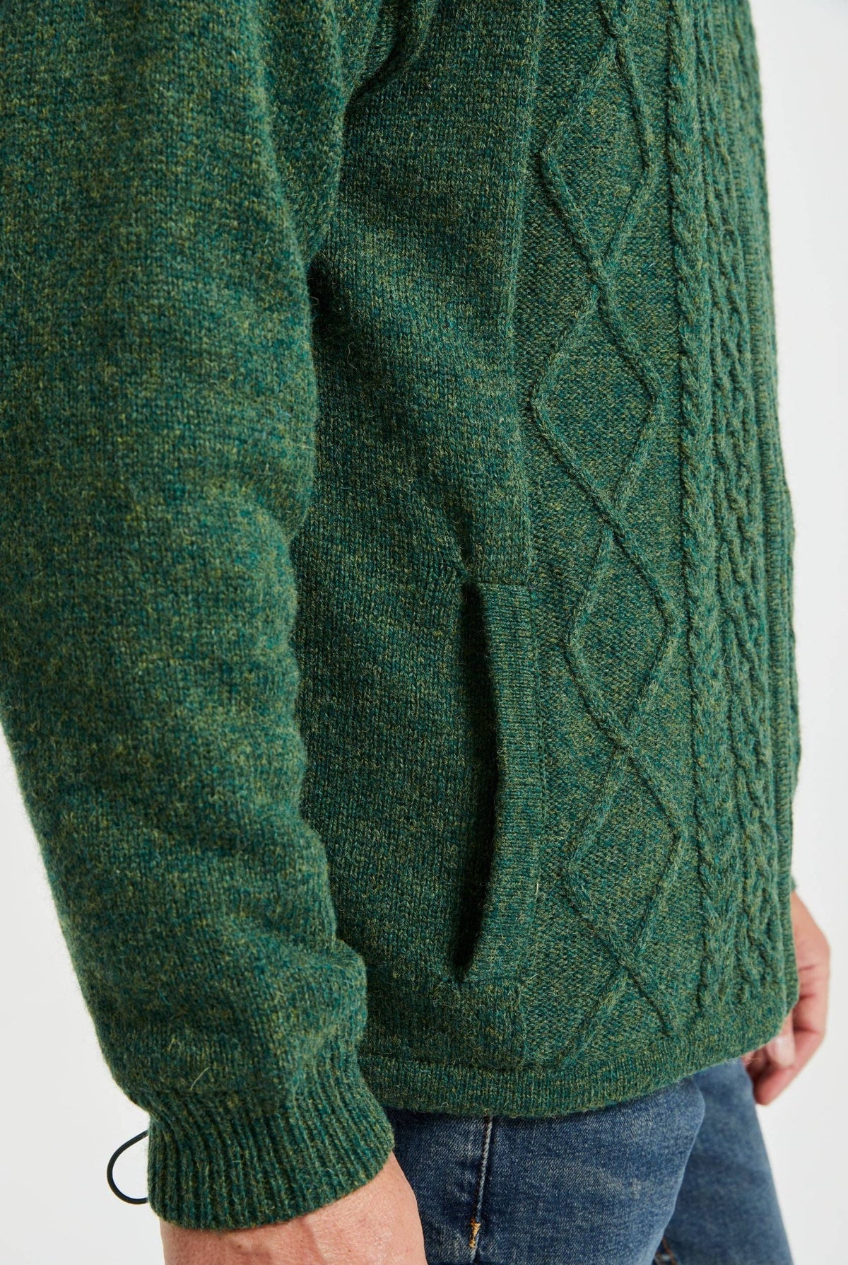Farmleigh Lined Wool Mens Cardigan - Green: L
