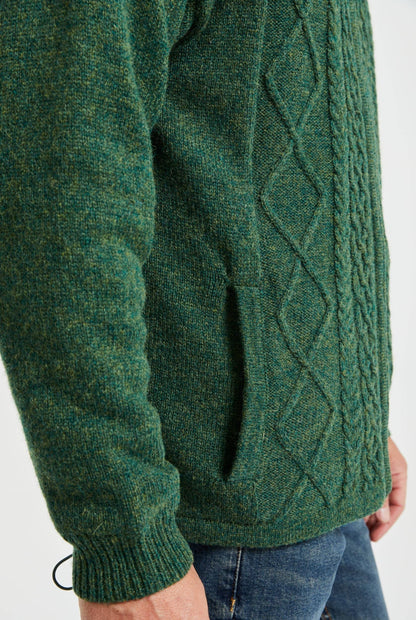 Farmleigh Lined Wool Mens Cardigan - Green: L