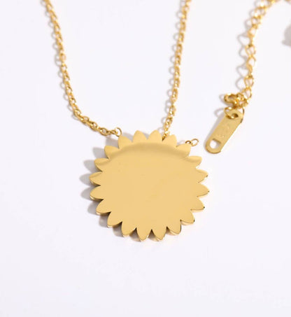 11:11 Sunshine Sun Pendant Necklace 14K Gold Steel Crystal