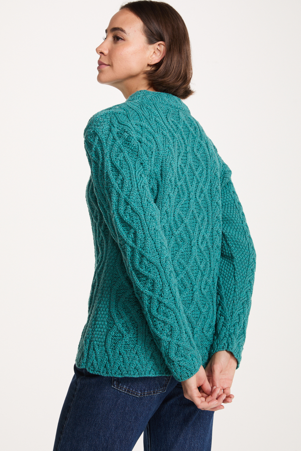 Bríd Merino St.Bridget's Weave Sweater-Teal: S