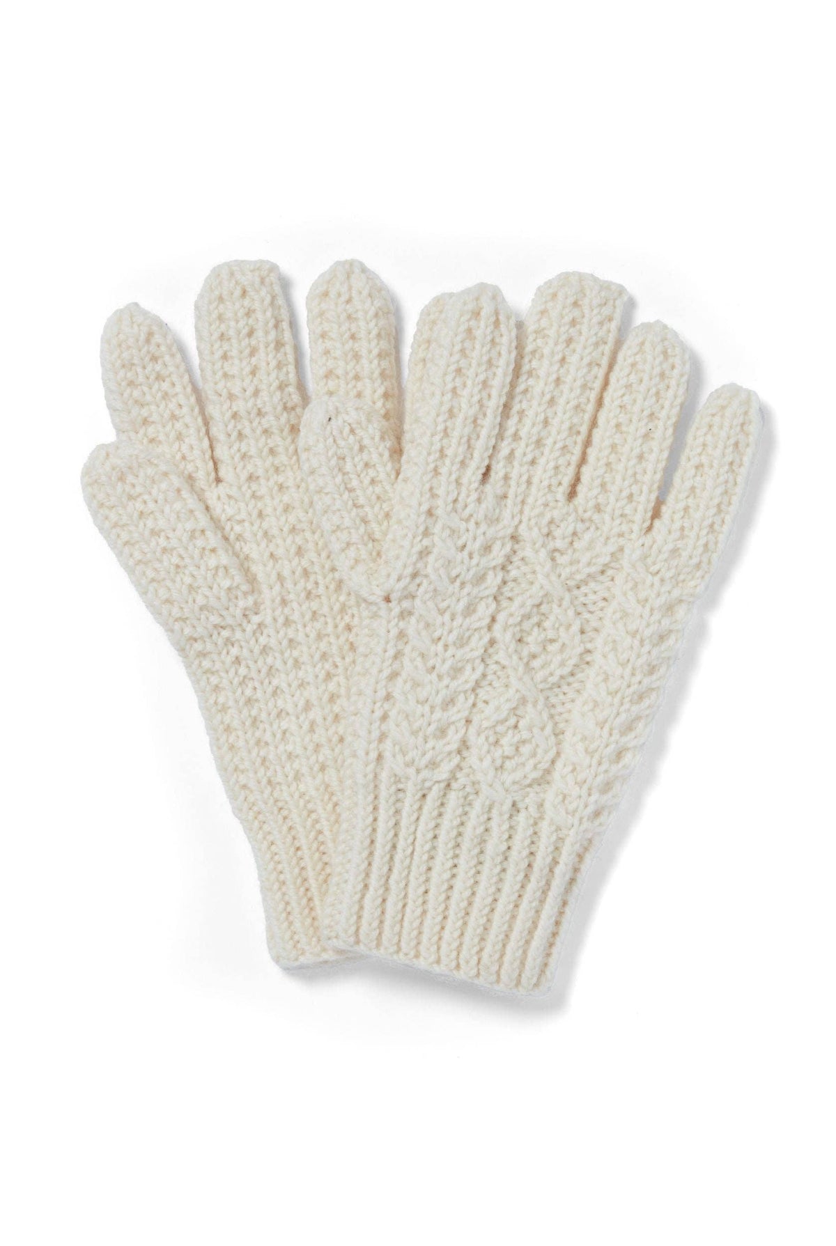 Killeany Aran Handknit Merino Gloves - Cream: M