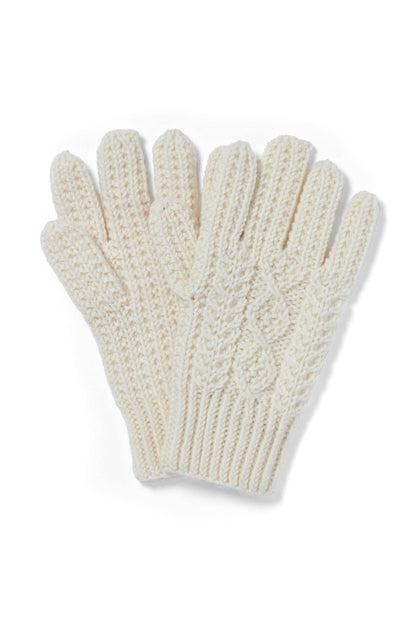 Killeany Aran Handknit Merino Gloves - Cream: M