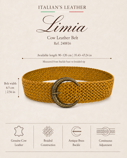 LIMIA - Leather belt: Mustard / + 100 cm