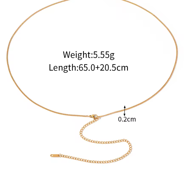 Necklace- 2 in one- Steel Cuban Waist chain: Thin