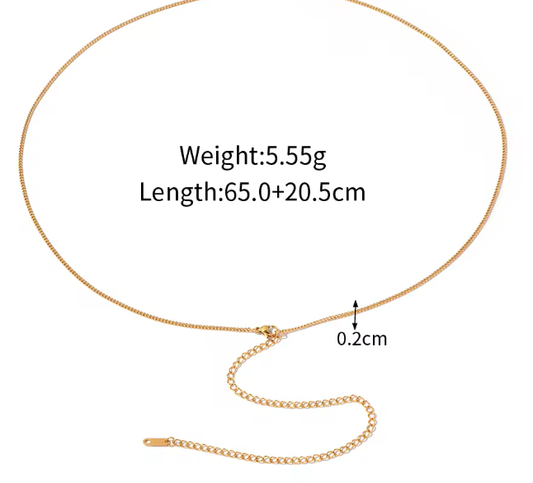 Necklace- 2 in one- Steel Cuban Waist chain: Thin