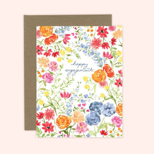 Happy Engagement Floral Card | Newly Engaged: Kraft