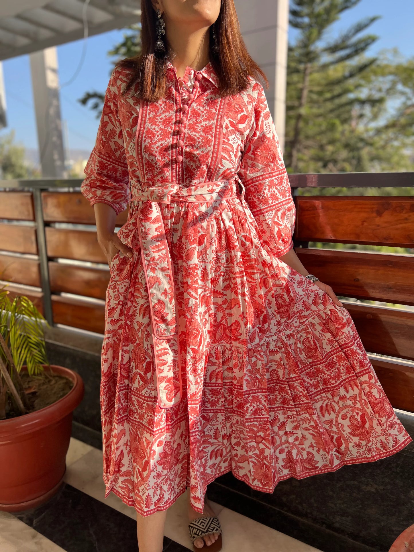PinkCity Block Print Dress