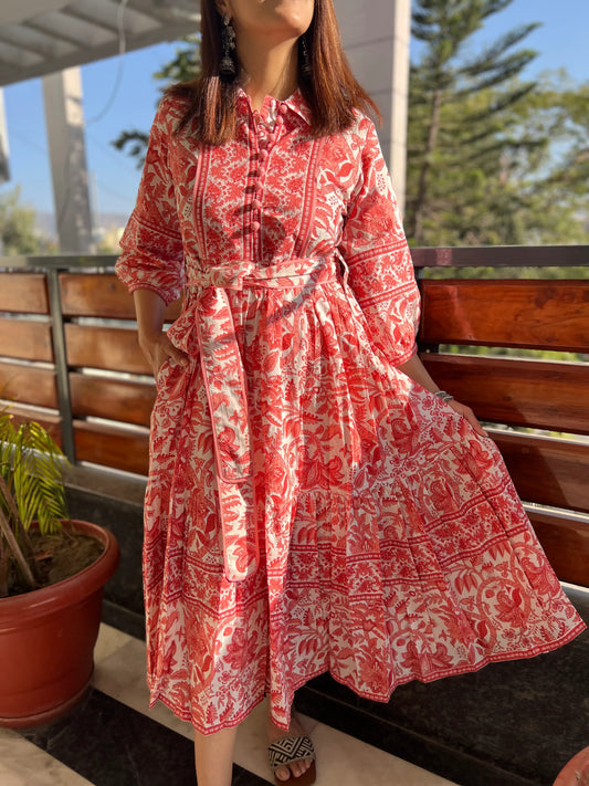PinkCity Block Print Dress