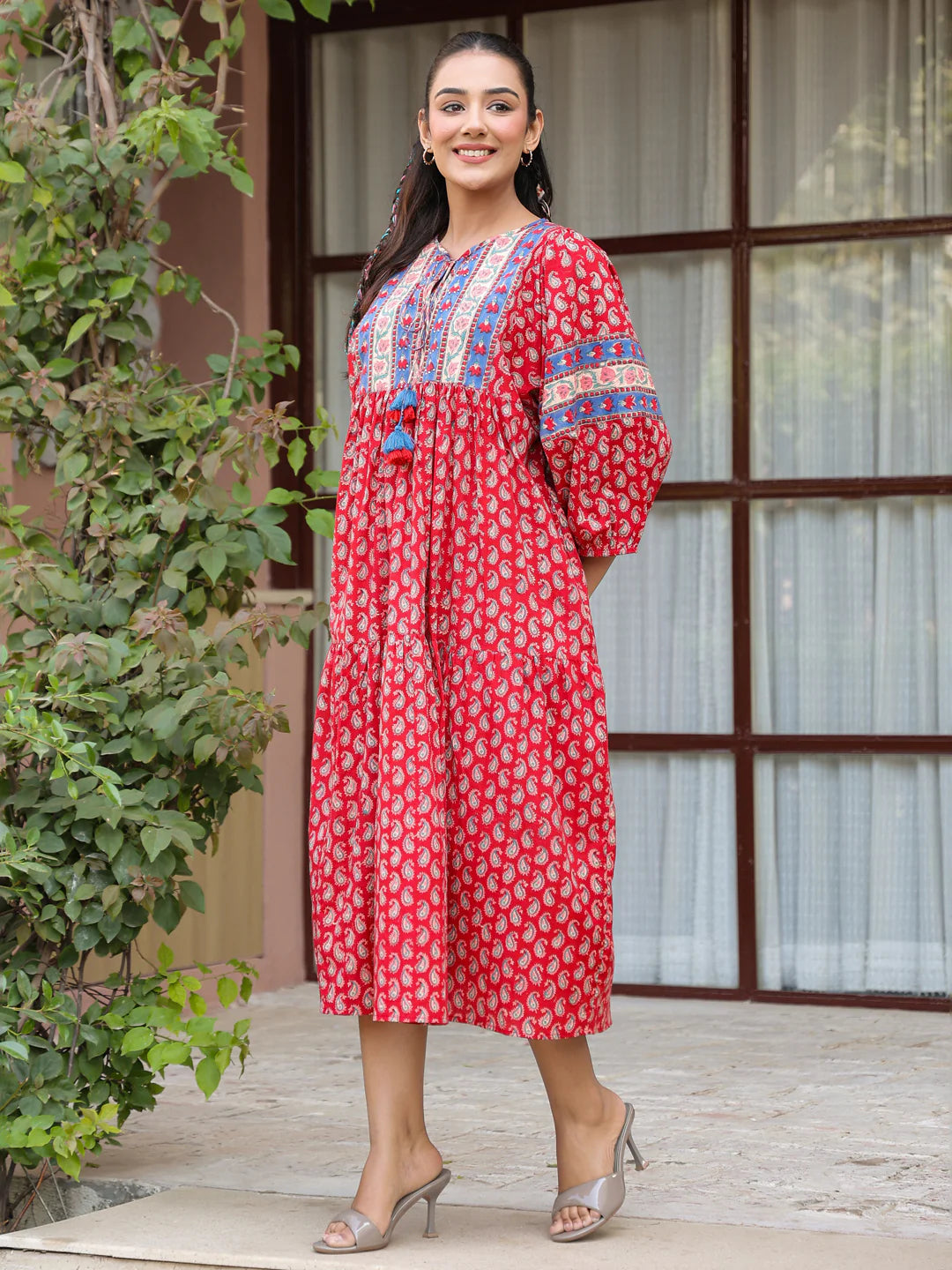 Boho Red Flowy Dress