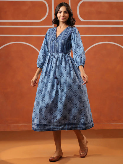 Indigo Cotton Dress