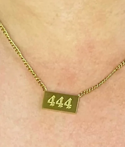 444 Angel Number Talisman Layering Necklace waterproof: 444
