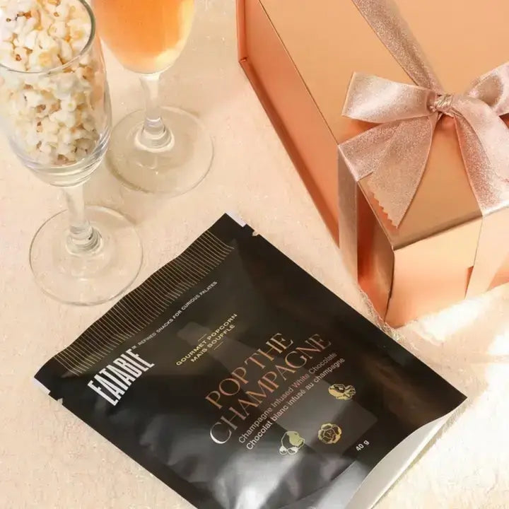 Mini Pop the Champagne 🍾 White Chocolate Popcorn: Canadian Packaging
