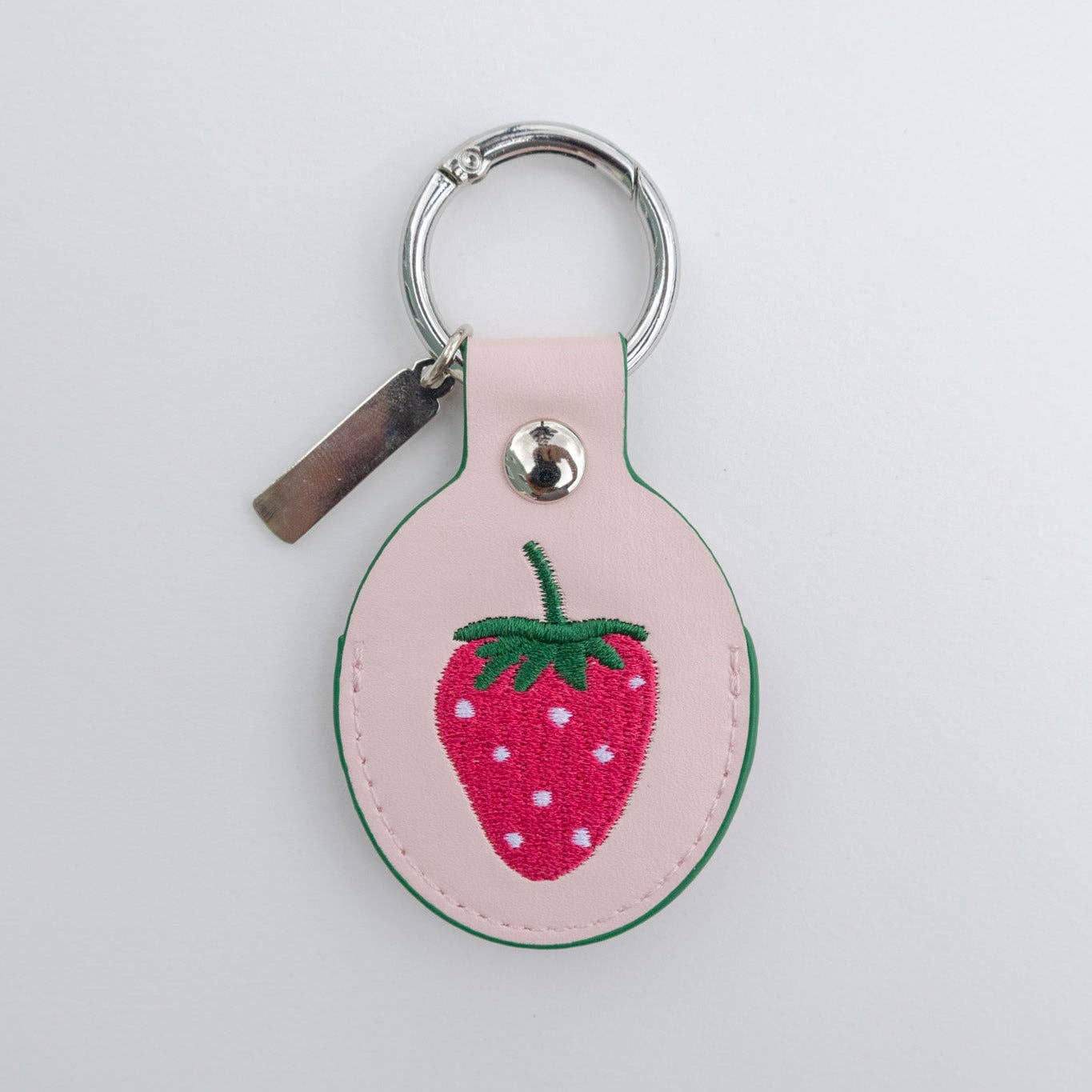 Strawberry Embroidered Leather AirTag Keychain/Bag Charm