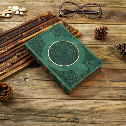 Vintage Classic Style Journal Vegan Leather - Celtic Green