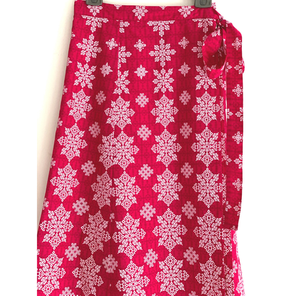 Wrap Skirt - Boho Gypsy Skirt - Bright Pink + White border: 36