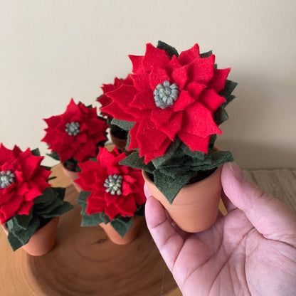 Holiday Mini Felt Poinsettia in Terracotta Pot