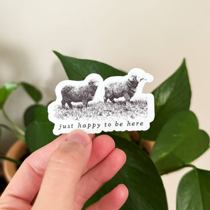 Happy to be Here Sheep Vinyl Sticker