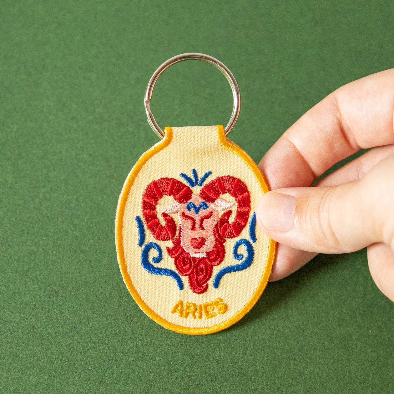 Aries Embroidered Keychain