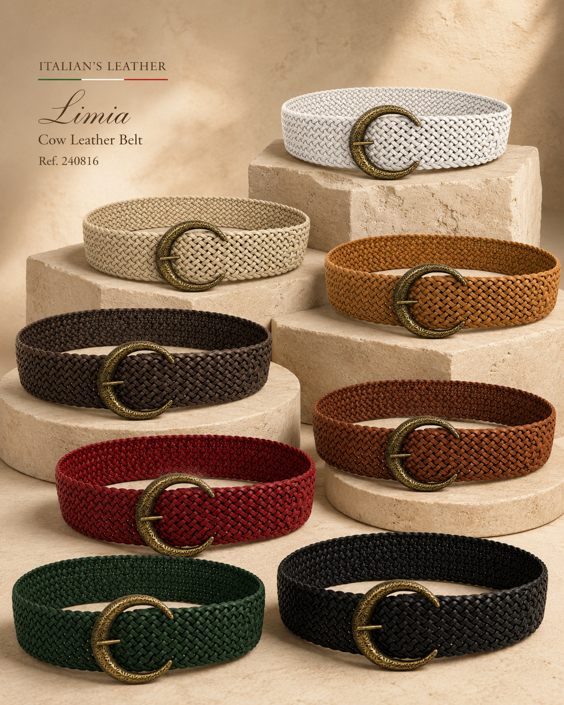 LIMIA - Leather belt: Mustard / + 100 cm