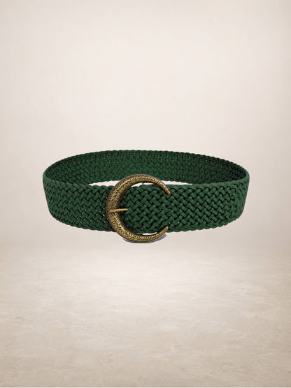 LIMIA - Leather belt: Green / + 100 cm