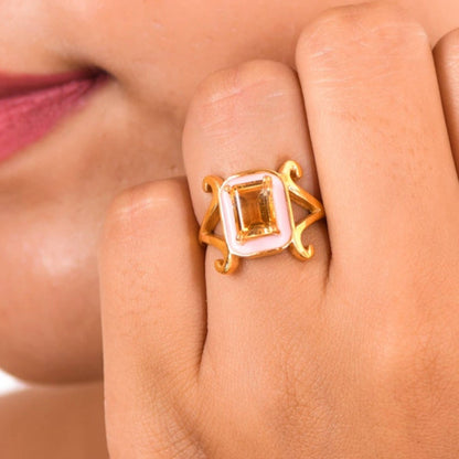 Amethyst Gold Plated Enamel Ring