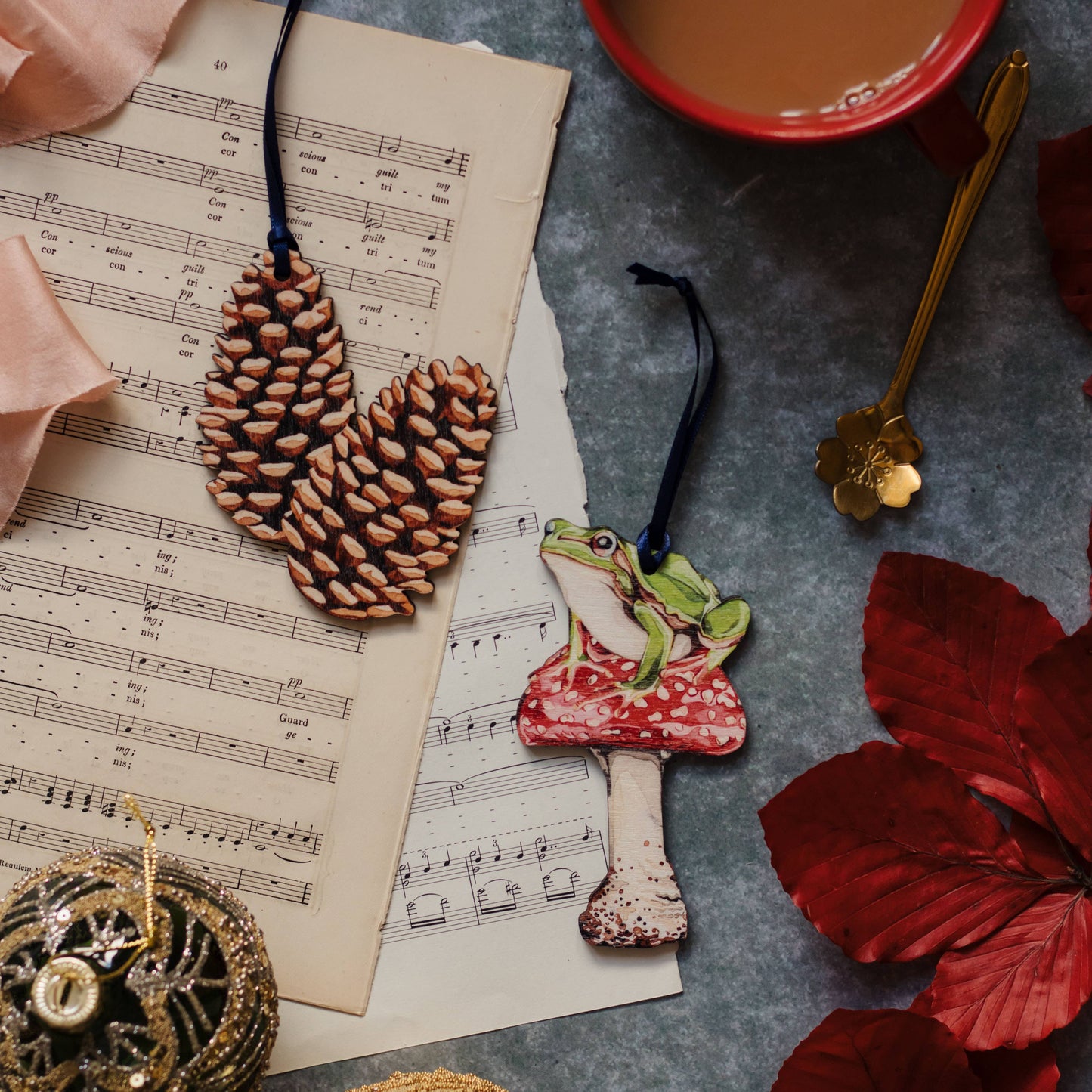 Frog Sustainable Wooden Watercolour Christmas Ornament