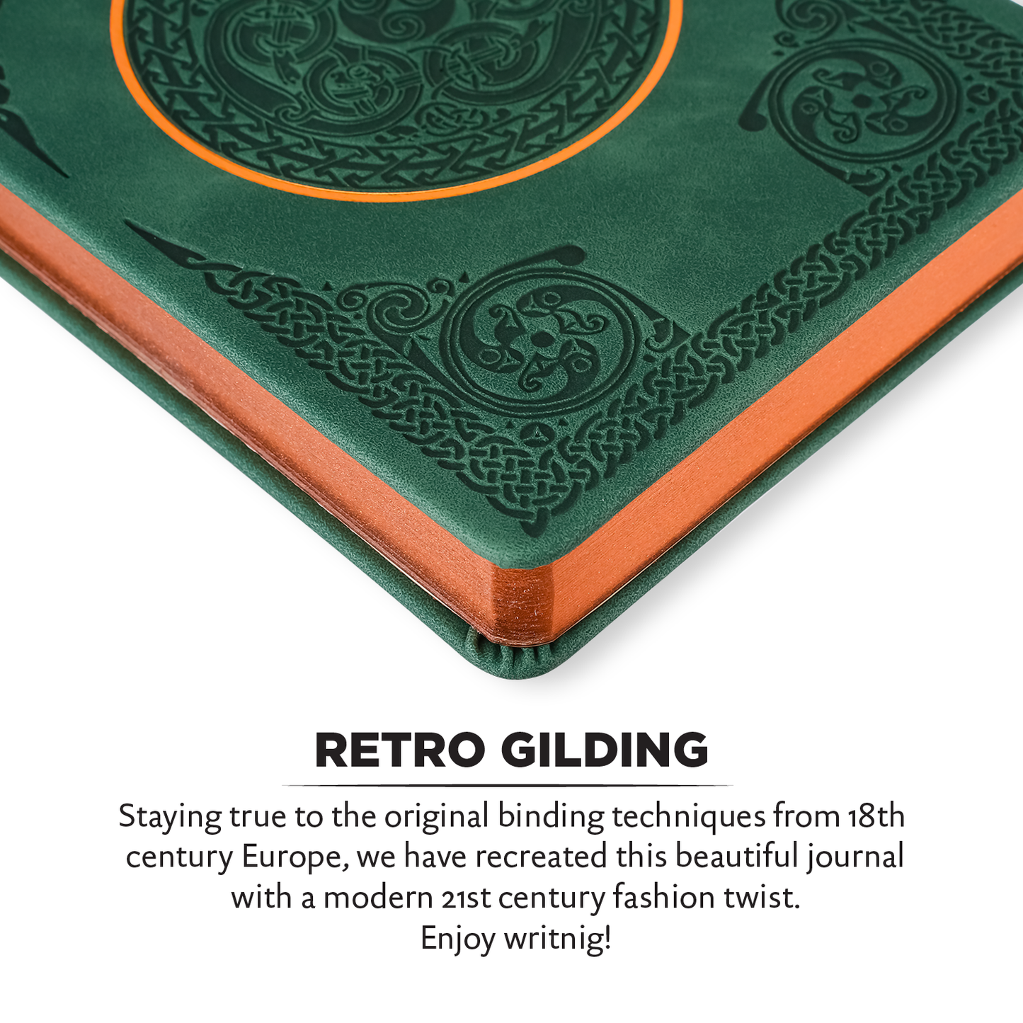 Vintage Classic Style Journal Vegan Leather - Celtic Green