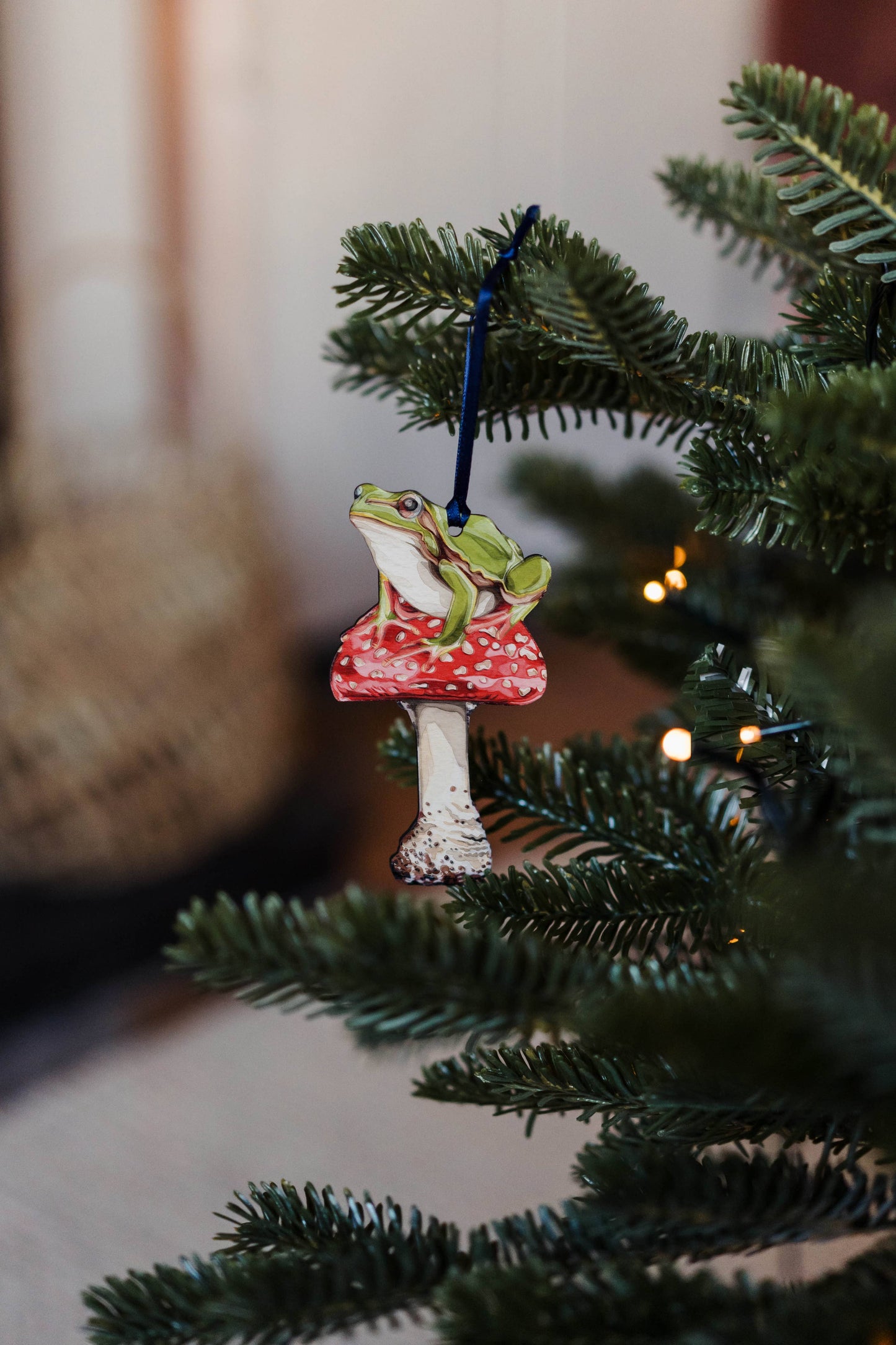 Frog Sustainable Wooden Watercolour Christmas Ornament