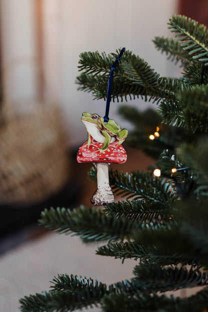 Frog Sustainable Wooden Watercolour Christmas Ornament