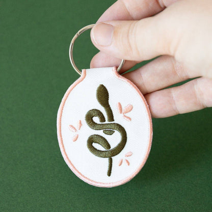 Snake Embroidered Keychain