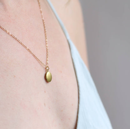 Tiny Oval Engraved Botanical Brass Locket: 20" / Standard Engraving - Thistle