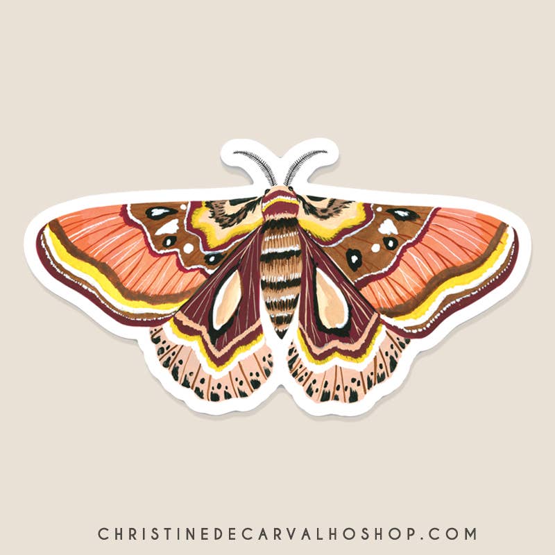 Moth Vinyl Sticker - Wildlife Sticker - Nature Sticker