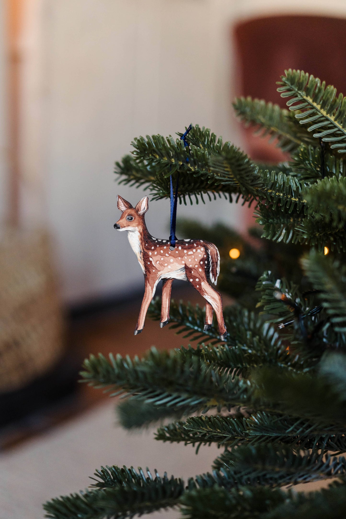 Deer Sustainable Wooden Watercolour Christmas Ornament