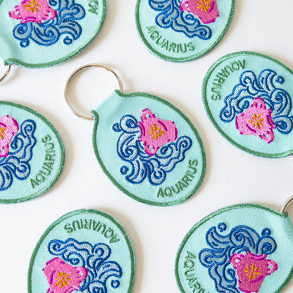 Aquarius Embroidered Keychain