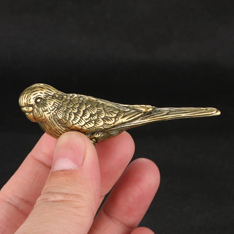 Brass Parrot Bird Figurine Miniature Model