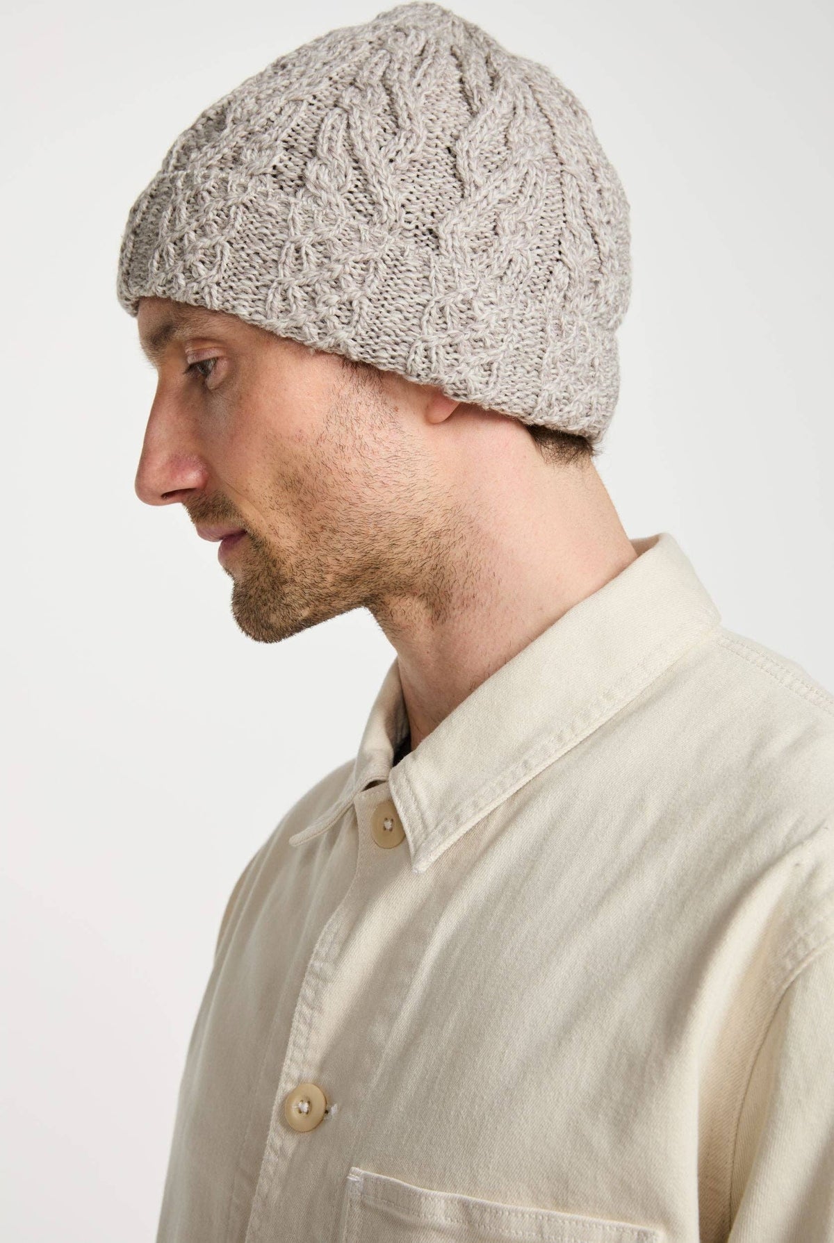 Finlough Aran Hat - Oat: One Size