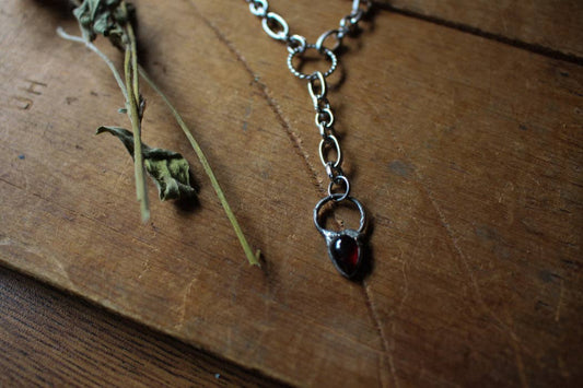 Garnet Priestess Necklace - Y Necklace
