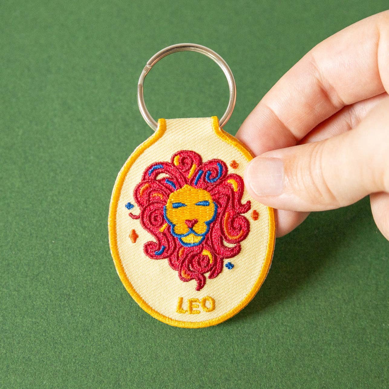 Leo Embroidered Keychain