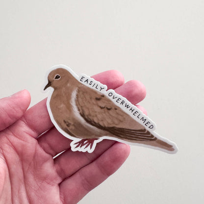 Mourning Dove Easily Overwhelmed Vinyl Sticker: With Backer Card
