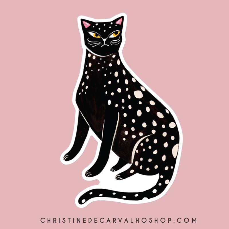Black Leopard Cat Sticker | Cat Sticker