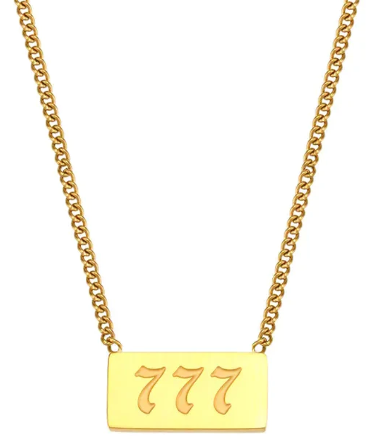 444 Angel Number Talisman Layering Necklace waterproof: 444
