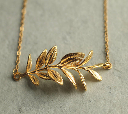 Gold Rosemary Branch Necklace: 22" in Gift Box
