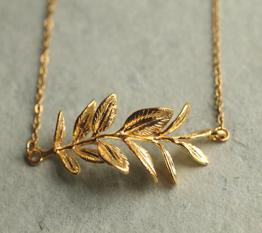 Gold Rosemary Branch Necklace: 22" in Gift Box